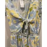 American Eagle Yellow Blue Floral Tie Front Short Sleeve Romper Photo 4