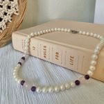 Purple Crystal Pearl Necklace Vintage “Eclipsa” 18” Lavender Orb Stone Quartz Photo 7