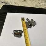 Lot Of 2 Pewter Silver Tone Brooch / Tack Lapel Pin Flower Basket / Garden Cart Photo 5