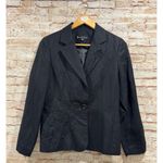 Larry Levine Suits Women's Black Embroidered Floral Linen Blazer Size 8P Photo 1