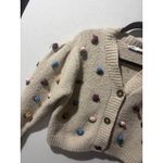 ZARA  Cream Textured Knit Cardigan with Embroidered Floral Appliques Photo 2