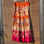 Vintage Y2K 90s Boho Maxi Skirt Tiered Ruffle Floral Macrame Gauzy Rayon India M Orange Size M Photo 1