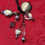 Silver & clear beads on a long multi cord necklace cute stylish versatile GUC Brown Photo 5