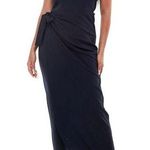 Marina Off The Shoulder Sarong Tie Jumpsuit Size 4 Indigo Semi Formal Blue Photo 0