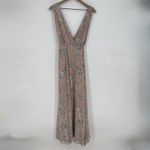 Lovers + Friends  Wrap Maxi Dress Womens 4 Beige Floral Plunge‎ Double V Neck Photo 2