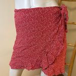 Abercrombie & Fitch Faux Wrap Skirt Side Zip Ruffles Rust W White Specks Lg Photo 0