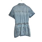 ZARA  SS25 Denim Mini Shirt Dress with Braided‎ Belt Size Large Photo 8