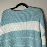 a.n.a NWT  a new approach Blue and White Scooped Neck Long Sleeve Sweater Large Photo 7