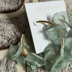 Stella & Rubi Gold and Green Floral Hoop Earrings Photo 3