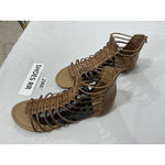 Womans American Eagle 6 Brown Strappy Zip Up Open Toe Flat Gladiator Sandals Photo 2