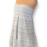 True Craft Dress Pastel Blue Plaid Printed Strapless Seersucker Lace Detail Mini Photo 2