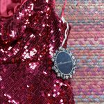 NWT VTG MESMERIZE SEXY RED SILK SEQUIN DRAPE NECK TOP Size L Photo 3