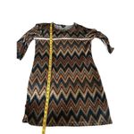 Tacera  Brown Gray Black ZIG ZAG Print soft KNIT stretch DRESS PL Photo 3