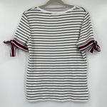 Tommy Hilfiger Stripe Short Sleeve Womens Top Sz L Tie Sleeve Nautical Patriotic Photo 5