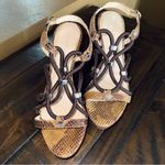 Calvin Klein Snake Print Wegdes Vacation Wooden Block Strappy Heels Womens 8.5 Photo 2
