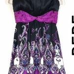 Bebe Silk Paisley Print Bubble Hem Strapless Dress Photo 0