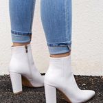 SheIn White Chunky Heeled Side Zipper Boots Photo 3