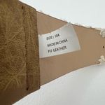 Women's belt large vegan leather crochet lace woven floral laser cut adjustable Tan Photo 7