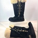 UGG  9 Genuine Sheepskin Shearling n Suede Tall Lace Up Boots Style 5163 Photo 11