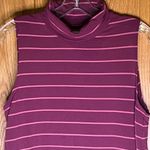 Garnet Hill Mock Neck Sleeveless A-Line Split Hem Stripe Tunic Top Size Medium Photo 2