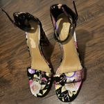 Bamboo  Floral Print Ankle Strap Block Heel Sandals Party‎ Wedding Occasion Photo 8