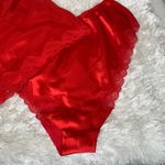 Delicates Red Satin Sleep Set  Lace Trimmed Sz Large Pajamas Photo 4