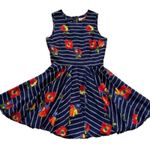 Maison Jules Dress Blue Red Floral Striped Sleeveless Skater Fit & Flare Medium Photo 9