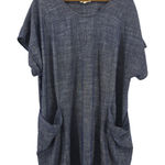 52SEVEN Women's Blue Chambray Textured Short Sleeve Dress With Pockets Size 2X Photo 0