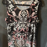 Avenue  Black and Pink Patterned Tunic Tank Top Blouse Photo 0