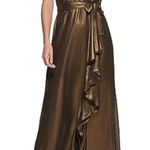 DKNY NEW  Women's Foil Chiffon Ruffle Skirt V-Neck Dress Size US 2♟️ Photo 0