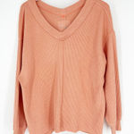 Aerie Ribbed V-Neck Pullover S Orange Photo 0