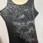 Harley Davidson Harley-Davidson 1X Black Tank Top Rhinestone Biker Graphic USA Made 2013 Photo 2