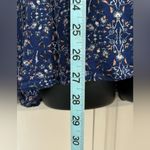 Lucky Brand  Floral Blue/Pink Long Sleeve Blouse Size M Tie Neck Semi‎ Sheer Photo 7