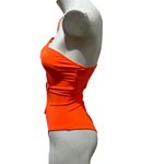 SheIn Women's Strapless Tie Side Cutout One Piece Swimsuit Neon Orange Size M Photo 4