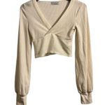 Urban Outfitters  Off White Long Sleeve Crop Top Size Medium Photo 0