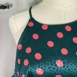 Queen B Maternity London Polka‎ Dot Satin Maxi Dress Teal Red Ruffle Hem Size 16 Green Photo 2
