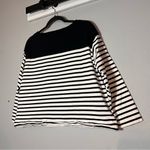 Ralph Lauren Lauren  Top Sweatshirt Black White Striped Size 1X Cotton Cropped Photo 5