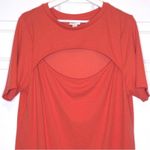 Ava & Viv Womens Top Orange Ribbed Knit Cut Out Short Sleeve Casual Tee Photo 2