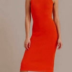 Modern Citizen  Ally Ribbed Midi Dress Size XL Red Halter Bodycon Photo 0