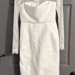 Lace Sleeve Cup Detail Midi Dress - White Six Stories Photo 0