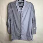 ZARA  TRF Blue Striped Colorblocked Over Sized Shirt Dress Sz Small Photo 4