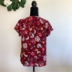 Old Navy Maroon Floral V-Neck Short Sleeve Blouse XS Photo 1