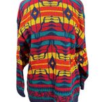 Vintage Laureen E. Ong Geometric Knit Sweater Western Print—Women’s Size L Blue Size L Photo 0