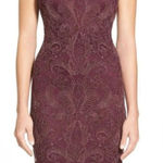 Tadashi Shoji Tadashi‎ Shoji Embroidered Illusion Yoke Lace Sheath Dress Blackberry Size 2 Photo 0