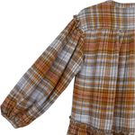 Free People  Alexa Plaid Mini Dress Long Sleeve‎ Ruffle Hem Button Front Size XS Photo 11