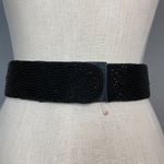 Deadstock Beaded Belt Vintage Women Black Structured Wide Hook and Loop Fancy Photo 2