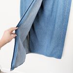 [Vintage] 90s Lizwear Medium Wash Denim Wrap Front Straight Midi Skirt Size 12 Blue Photo 4