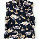 Harley Davidson Motorcycles Biker Black Graphic Button Up Sleeveless Shirt Sz L Size L Photo 0