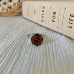 Round Chocolate Stone & Silver Ring “Bronya” Citrine Smokey Quartz Glass Boho Jewelry Brown Photo 5