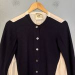Semicouture Women's Wool‎ Navy White Contrast Cardigan Size Small Old Money Photo 3